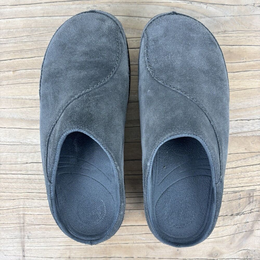 FitFlop Clogs Womens 8 Suede Slip On Mules Shoe Gray Walking Work Out Comfort - Picture 3 of 14